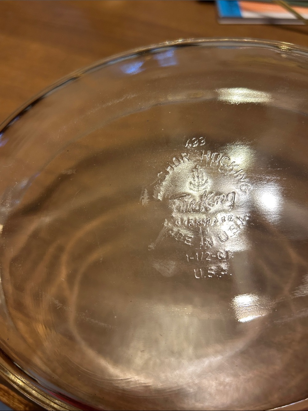 Vintage Anchor Hocking The King Ovenware Glass Dish 1.5 qt.